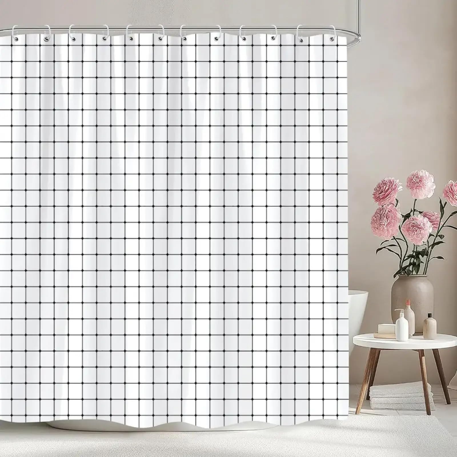 Rideau de bain en polyester anti-moisissure pour résoudre les problèmes d'humidité 165x214