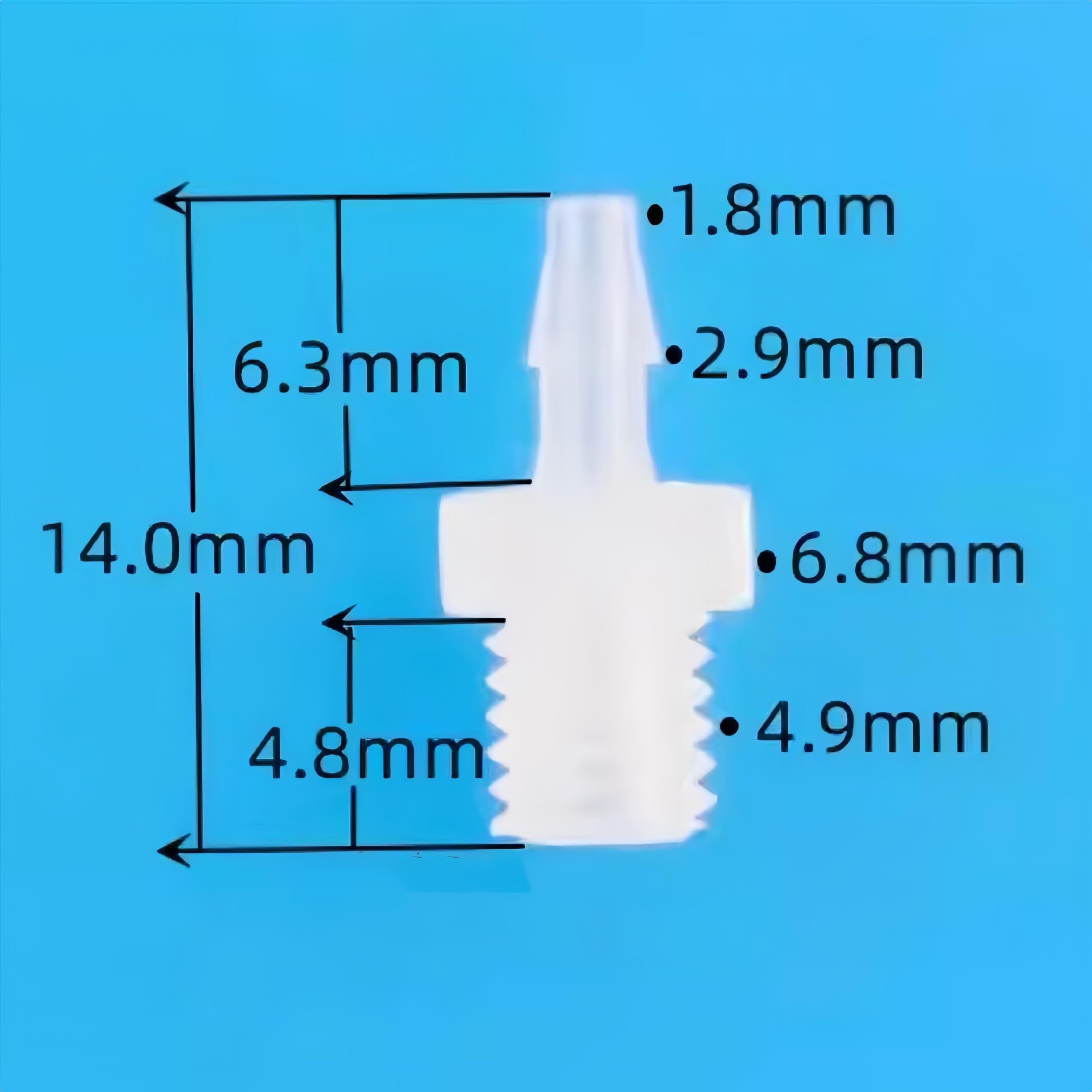 Plastikowa końcówka do węża, złącze adaptera z gwintem męskim 1/16" M5 do paliwa, gazu i cieczy - 25 szt.