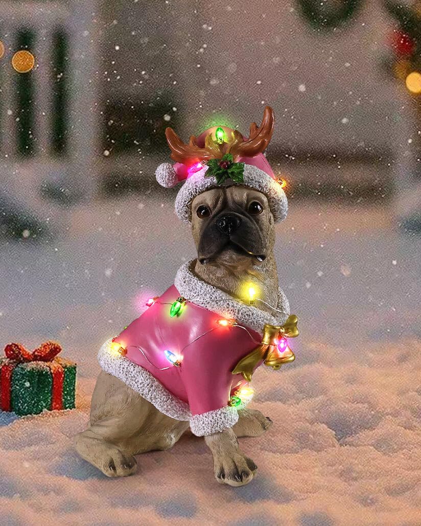 Ornement de Noël bouledogue rose LED robuste pour remplacer les décorations fragiles