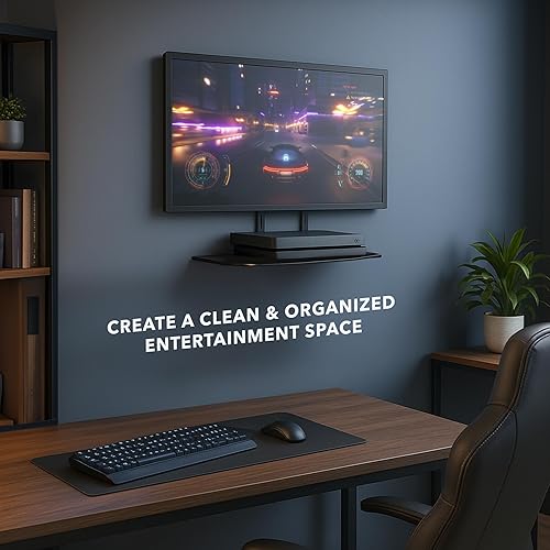 Miniatura 4 de mount-it LCD LED Plasma TV Wall Mount Bracket para cable Box reproductor de DVD Stereo Componentes Shelf Negro