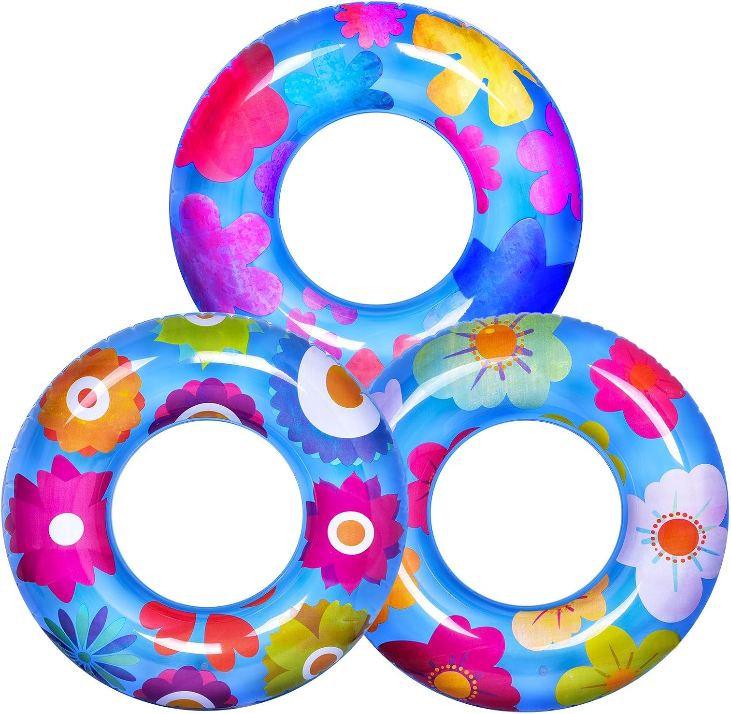 FUN LITTLE TOYS Flower Pool Floats 32.2” (3 Pack), Swimming Rings for Kids Adults, Inflatable Pool Floats, Pool Tubes Summer Beach Water Float Party Pool Toys : Toys & Games