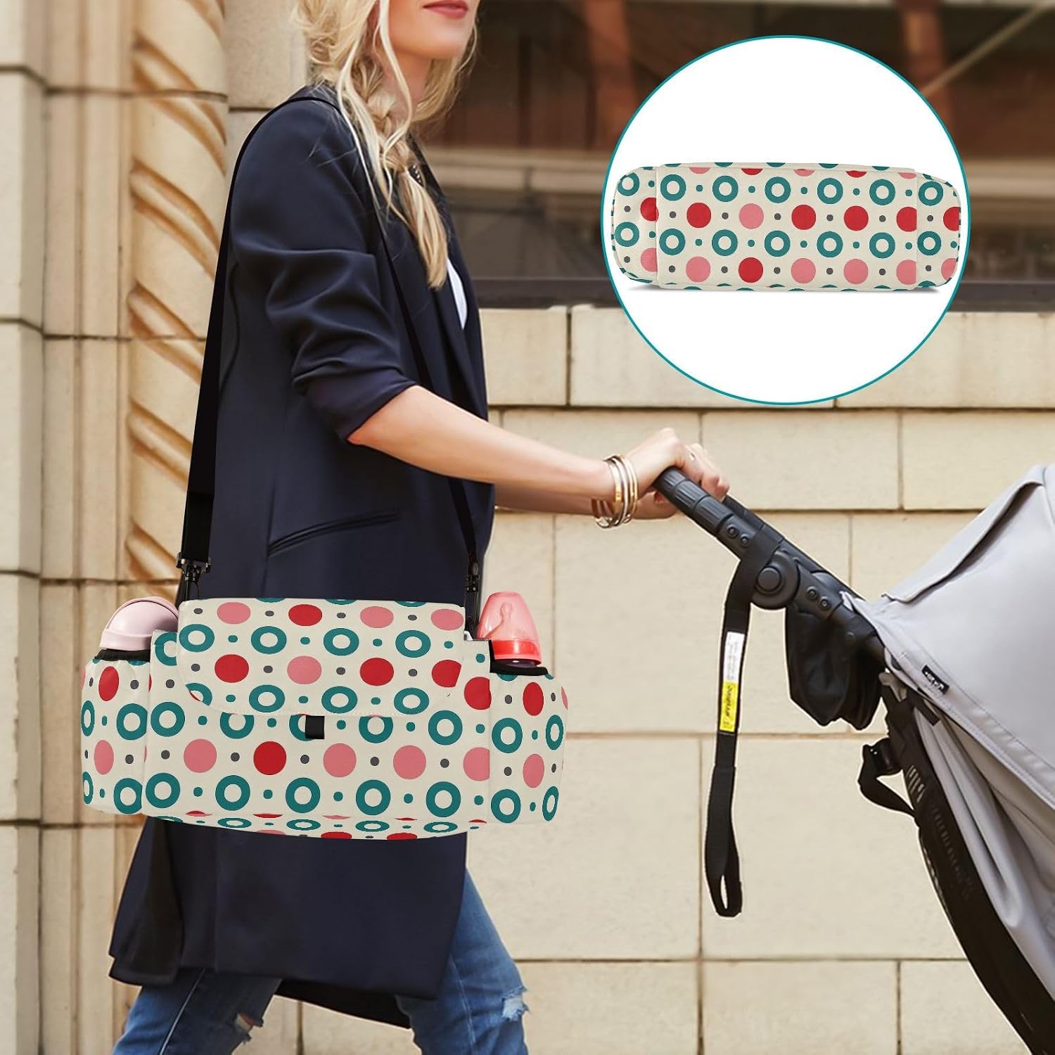 Cyan Red Peach Polka Dot stroller organizer baby caddy organizer large towel acesorios para baby accesorios para carros de