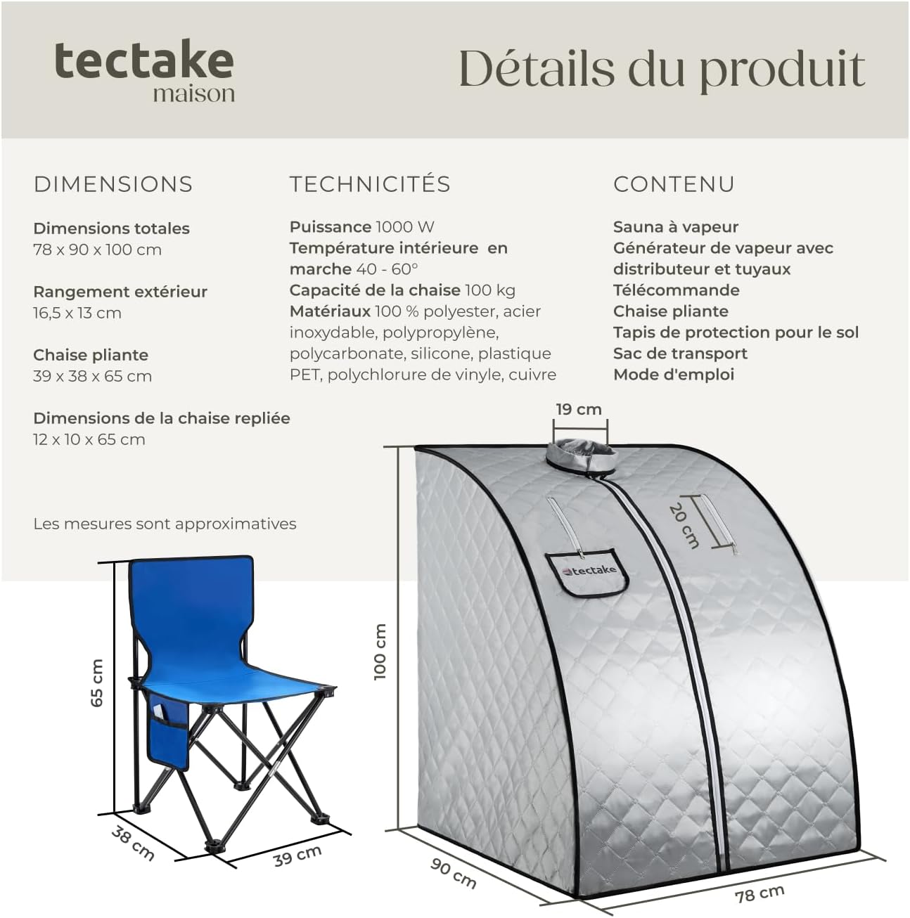 Close-up of the TecTake steam generator unit with its control panel and the screw-on steam dispenser for essential oils.