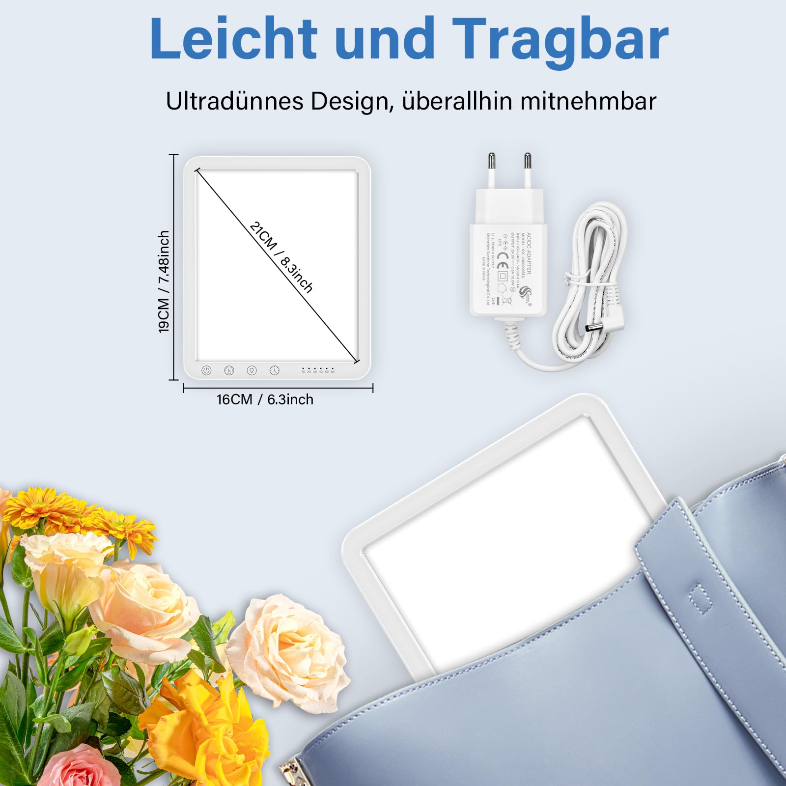 Tageslichtlampe Schreibtisch 15.000 Lux Sonnenlicht Lampe, UV-Frei Lichttherapielampe 3 CCT Dimmbar Simulation von Tageslicht für Gegen Winterdepression Verbessert Schlaf Stimmung Konzentration