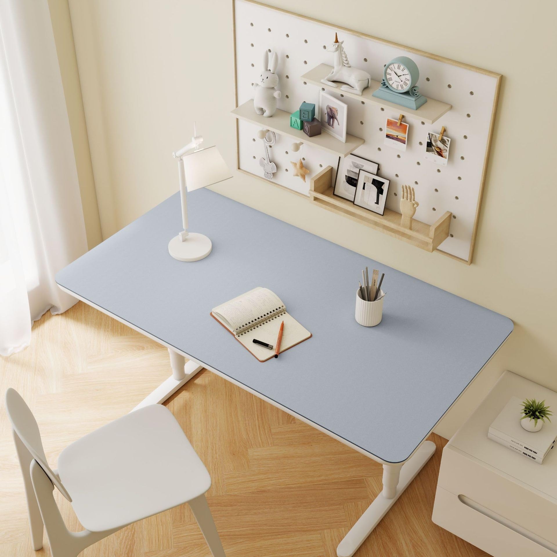 PU Leather Desk & Table Top Protector Mat, Non-Slip Surface Waterproof Desk Mat for Keyboard, Mouse & Makeup Dressing Table(Blue,40x80cm)