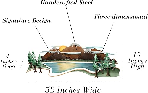 Miniatura 3 de Touch of Class Moutain View - Escultura de pared de metal con múltiples tierras, hecha de acero, decoración artística metálica para dormitorio, sala
