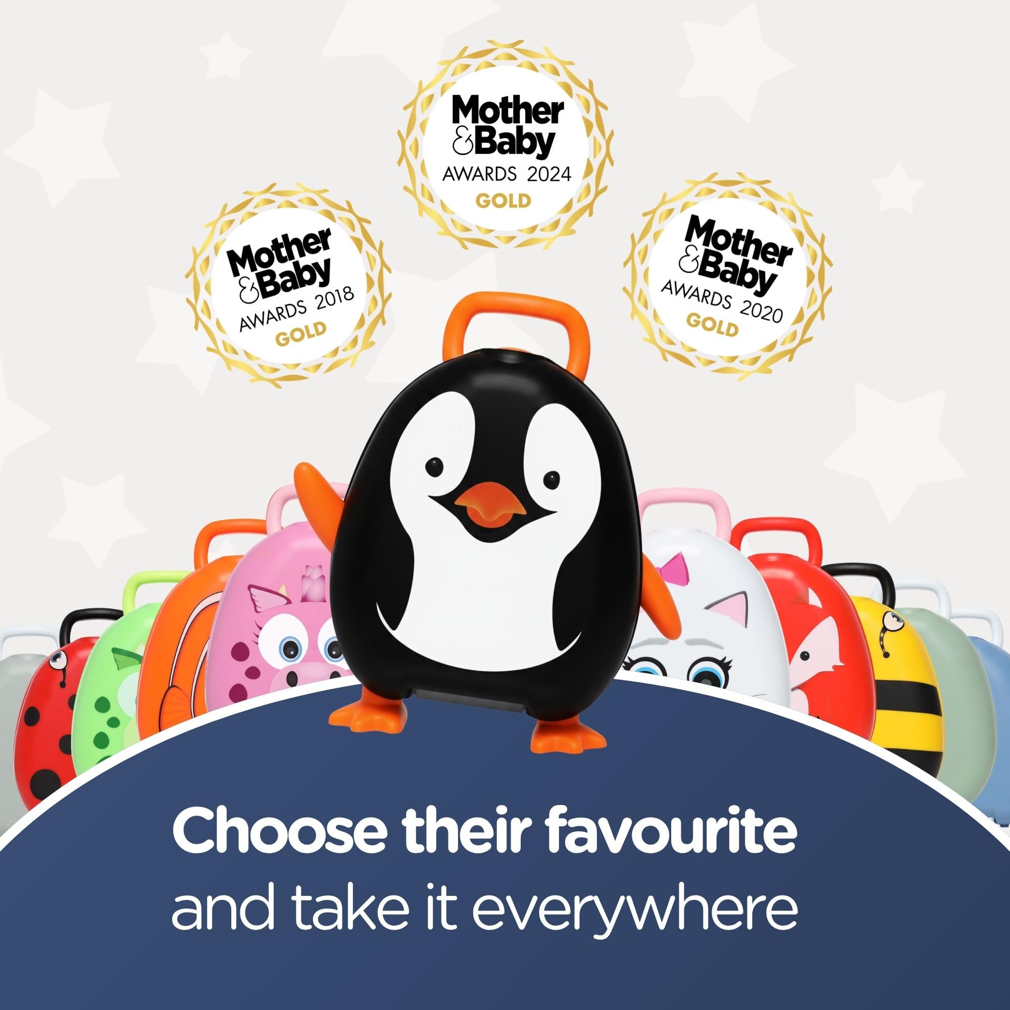 My Carry Potty - Pinguin Travel Töpfchen, preisgekrönter tragbarer Toilettensitz für Kleinkinder, den Kinder überall hin mitnehmen können