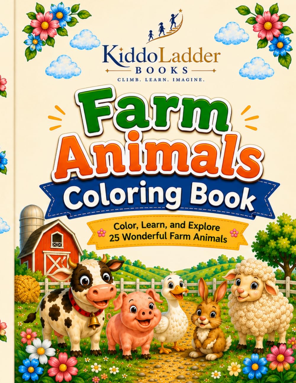 Farm Animals Coloring Book: Color, Learn, and Explore 25 Wonderful Farm Animals