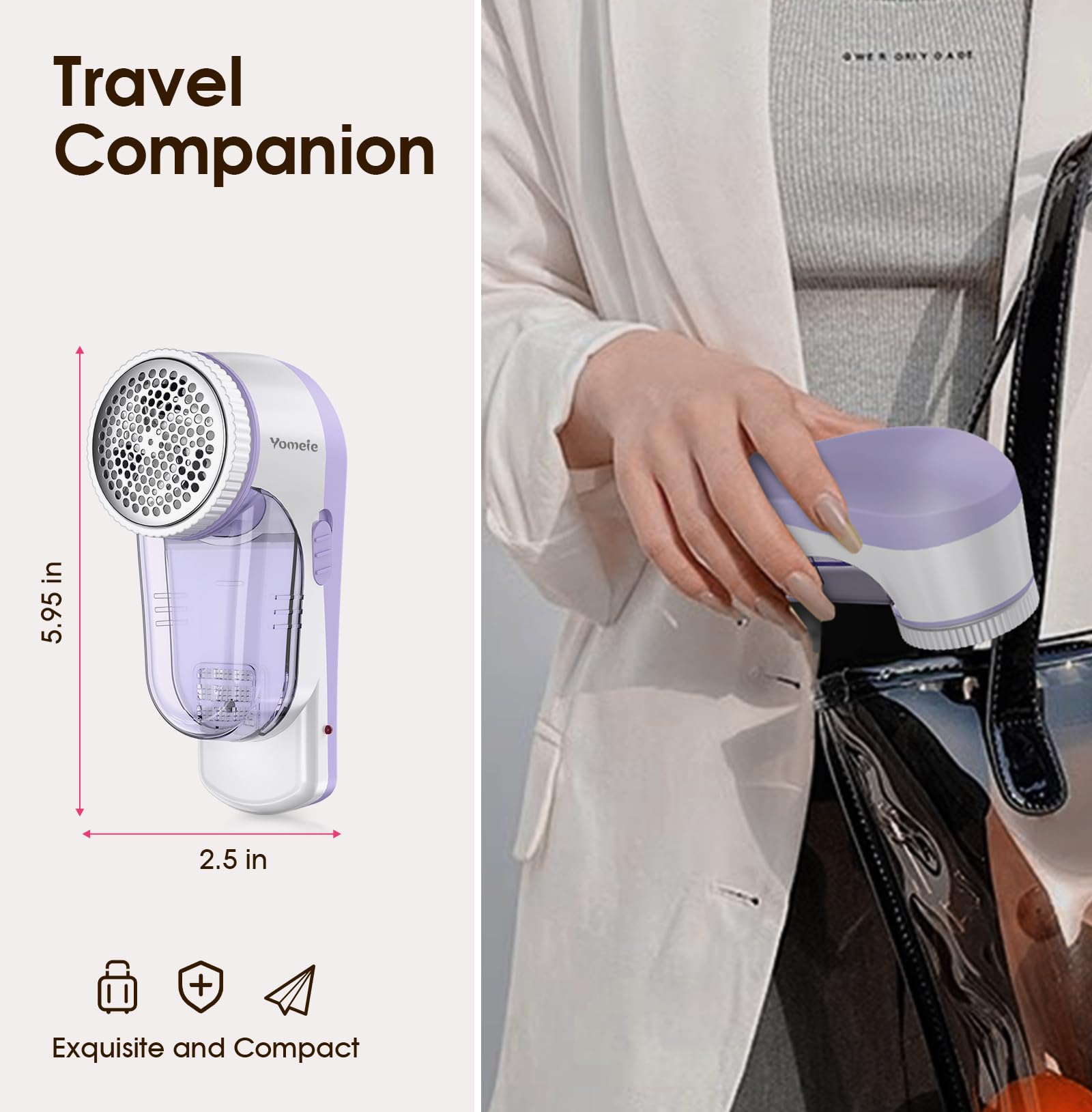 Afeitadora de tela recargable y removedor de pelusas, afeitadora eléctrica de pelusas, elimina rápidamente la pelusa para ropa, muebles, suéteres, sofás, mantas, leggings. (morado)