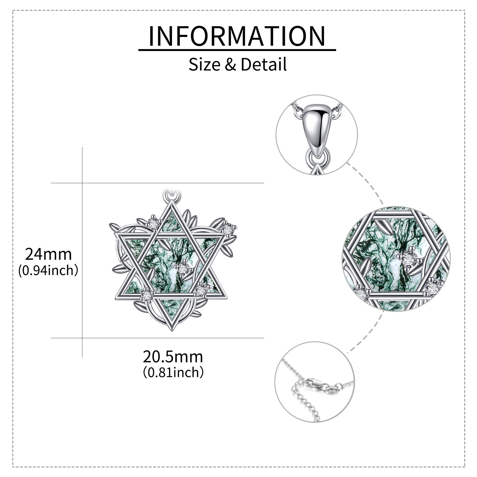 URONE Collana con ciondolo a forma di stella di David, in argento Sterling, con stella ebrea, idea regalo per donne, Argento sterling, Nessuna pietra preziosa
