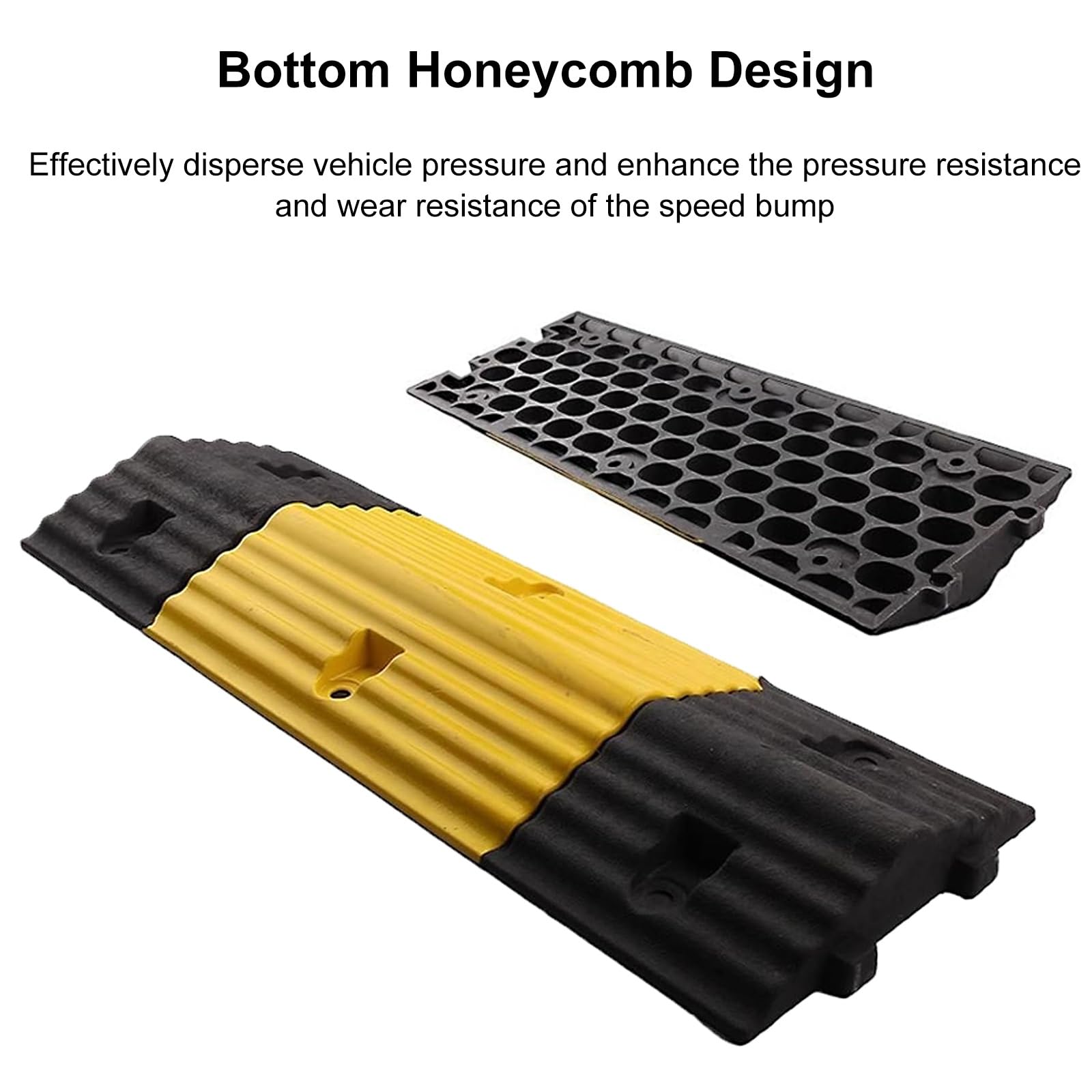 Badenes de Goma de 80 Cm, Reductor de Velocidad Modulares, Rampas Coche Empalmable de 7 Cm de Altura, Rodamiento de 50 T para Grava, Asfalto y Hormigón