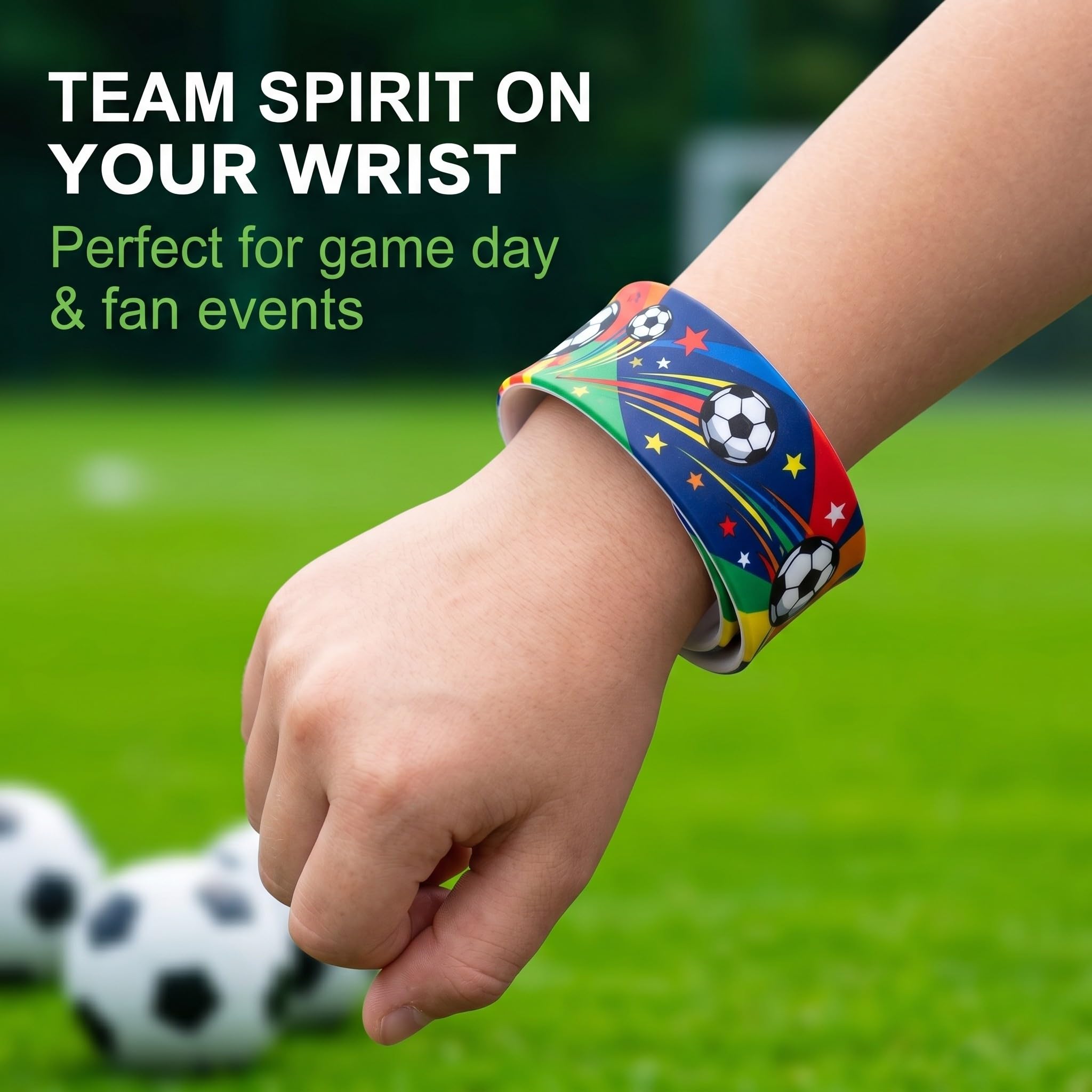 Bracelets Claquants Football pour Enfants, 20 Pièces PVC, 12 Designs Assortis 22x3cm