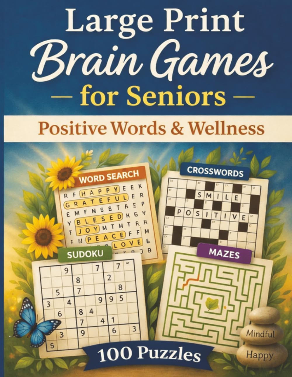 Large Print Brain Games – Positive Words & Wellness: Word Search Puzzle Book for Seniors & Adults | Bold Print Brain Training with Uplifting, ... Puzzles for Relaxation and Mental Fitness