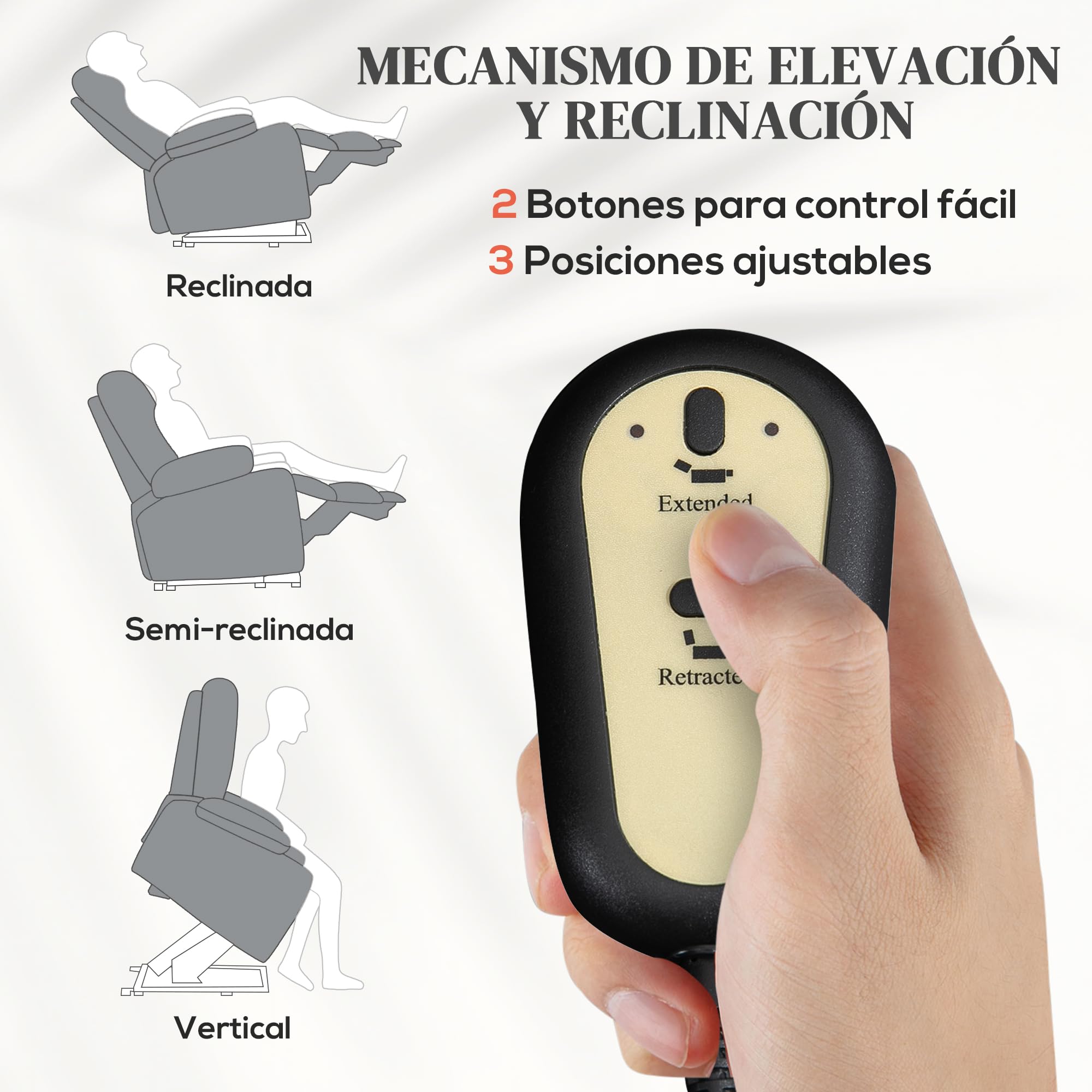 HOMCOM Sillón Relax Reclinable Eléctrico Levanta Personas Sillón Elevador con 8 Punto de Masaje Calor Lumbar 2 Controles Remotos Reposapiés Tela Resistente a los Arañazos y Bolsillo Lateral Gris