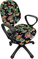 Vista 16 de Ambesonne - Funda para silla de oficina en acuarela, pinceladas abstractas con diseño de lunares, patrón geométrico grunge, fondo moteado, tela