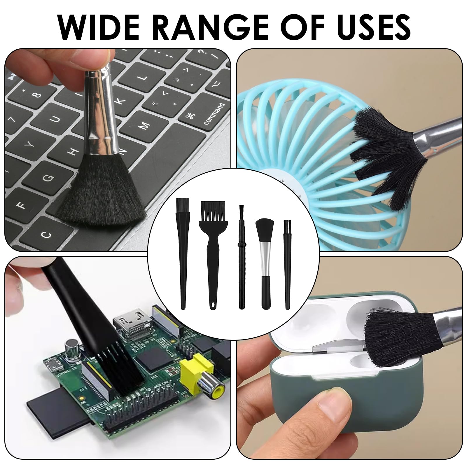 Tastatur Reinigungsset Spinsel, 5pcs Tastatur Reinigen Bürste Aus Nylon Keyboard Cleaner Anti Statische Reinigungspinsel ESD Bürste PC für Laptop Motherboards Leiterplatte Reinigungsbürste Set