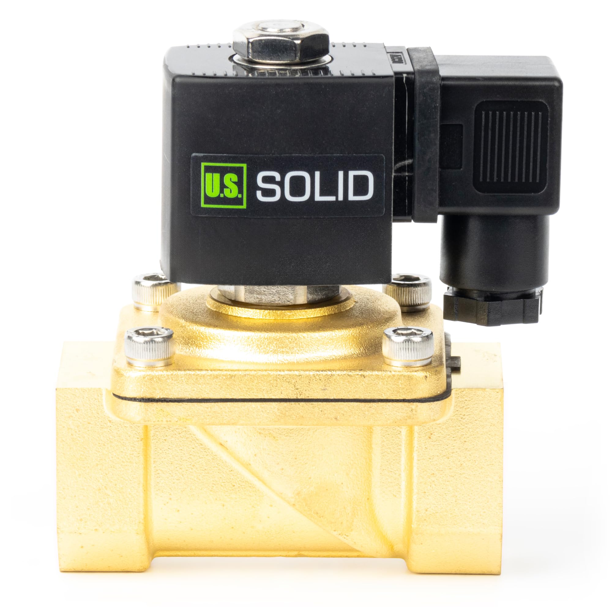 U.S. Solid Válvula solenoide de 1 pulgada, latón CC 12 V con sello Viton, normalmente cerrada, tipo caja de conexiones, rosca G