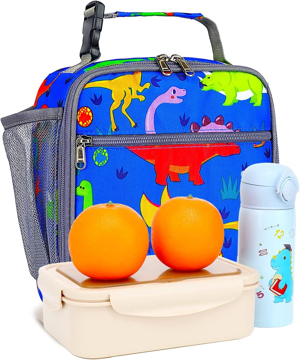 FlowFly Kids Lunch box Insulated Soft Bag Mini Cooler Back to School Thermal Meal Tote Kit for Girls, Boys, Dinosaur - Image 8