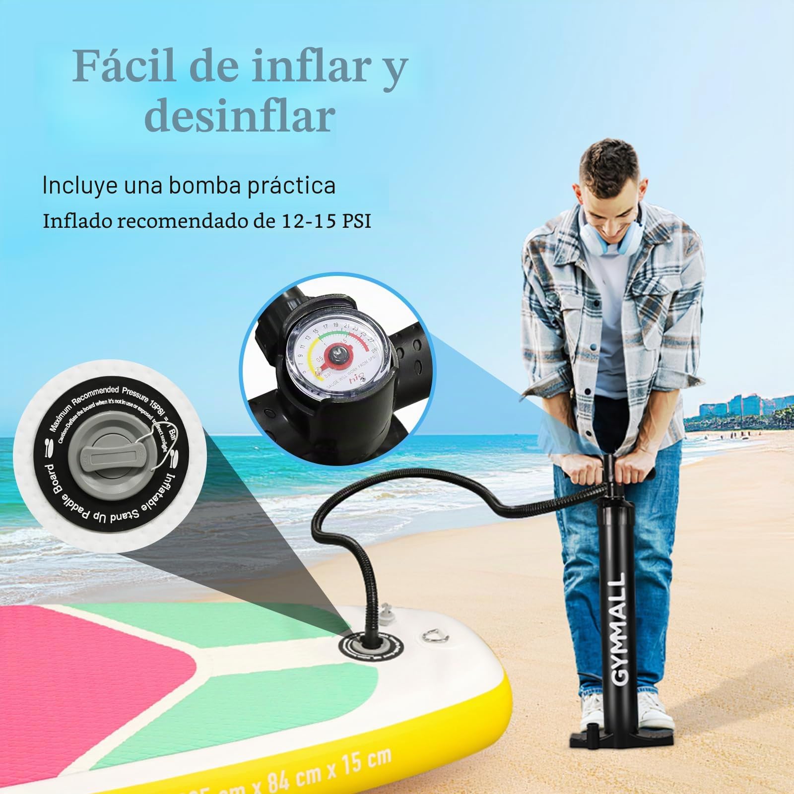 Tabla Paddle Surf Hinchable de Pie para Adultos y Jóvenes de Todos los Niveles de Habilidad, Diseño Ancho y Antideslizante de Tabla Paddle Surf con Accesorios Premium y Bolsa de Almacenamiento