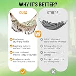Beautiful Boho Style Hammock, Portable 2 Person Hammock, for Suitable for Backpacking, Patio, Beach, Backyard, Outdoor, Garden,Wedding Decor (Khaki)