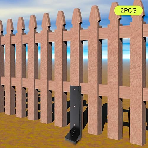 Miniatura 5 de CNCEST Kit de reparación de postes de valla negro, juego de reparación de postes de valla de acero, base de soporte para poste de cerca, en forma de