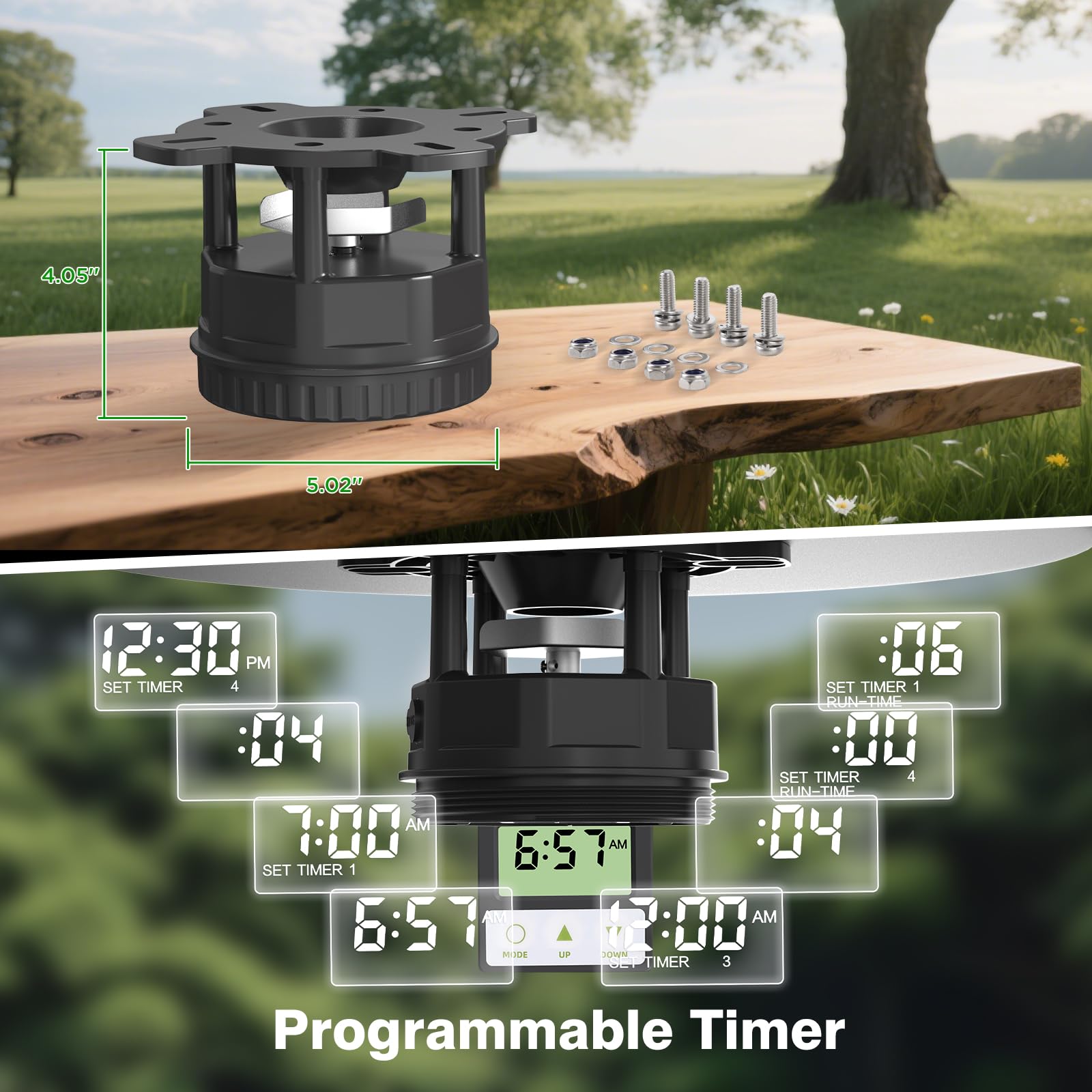 Kit de alimentador de ciervos, motor y temporizador con temporizador digital programable, hasta 4 tiempos de alimentación, fácil de instalar para comedero de caza y juegos, pilas no incluidas