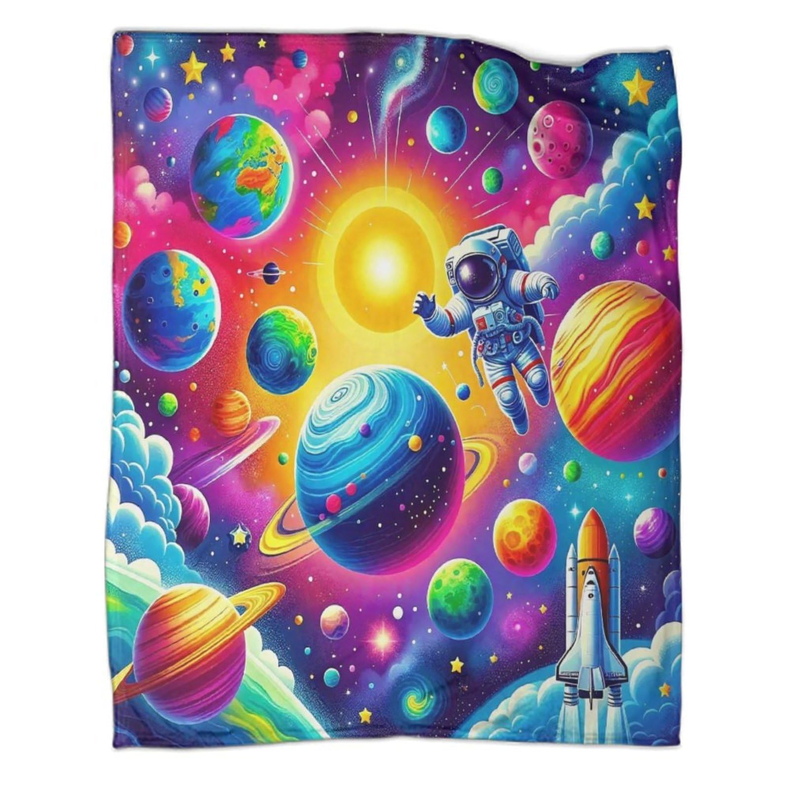 Couverture astronaute flanelle 3D douce plaid lit enfant 150x200