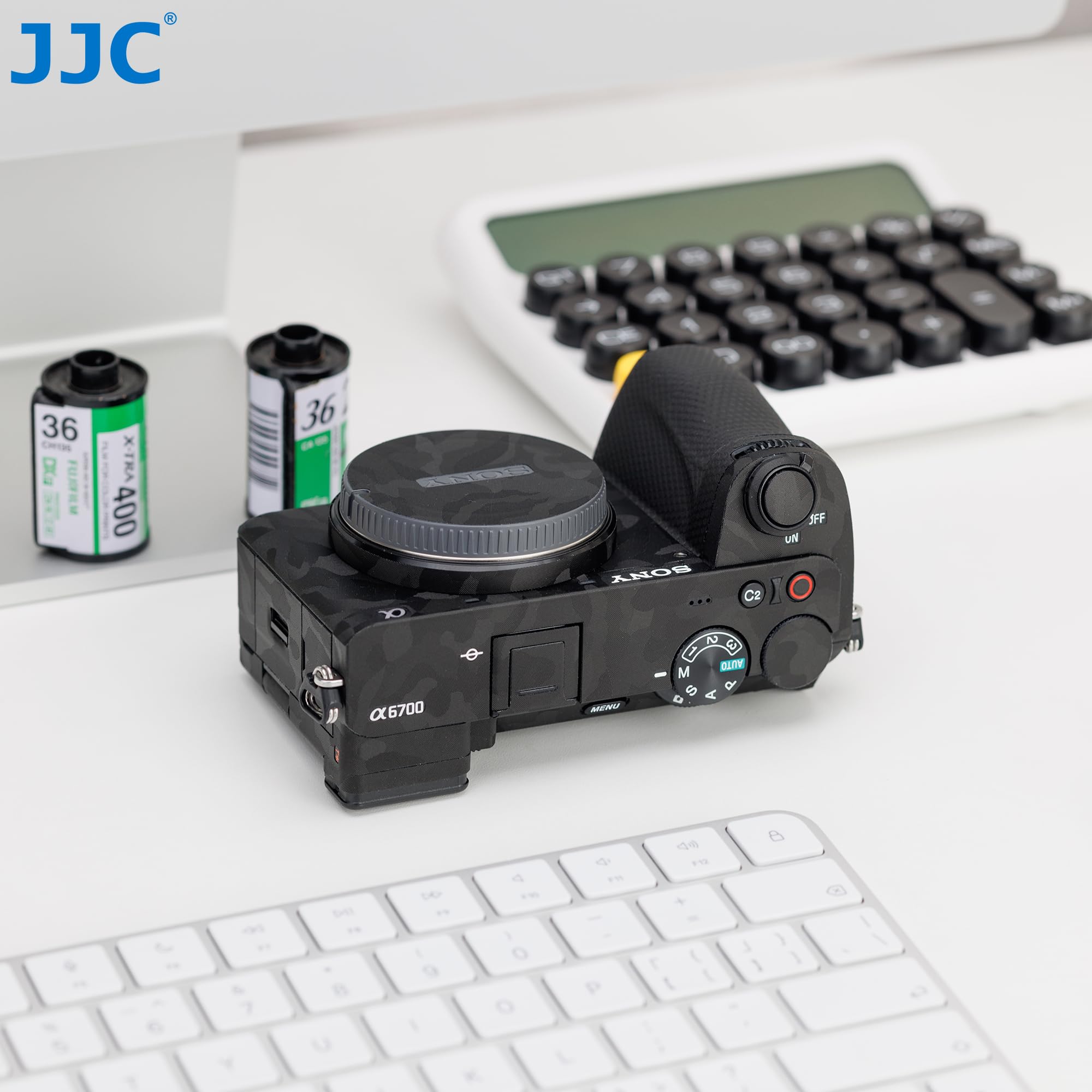 JJC Naklejka na skórę, osłona ochronna do aparatu Sony A6700 ILCE-6700 - folia ochronna 3M, odporna na zarysowania, osłona (czarny cień)