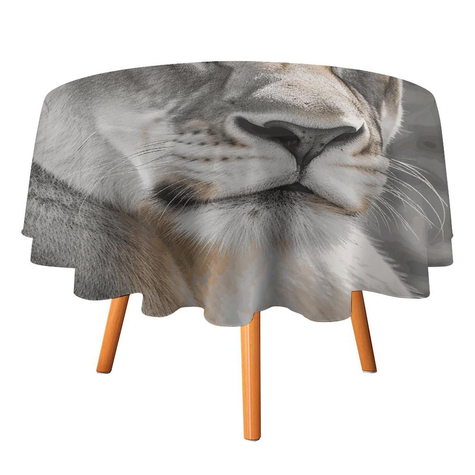 SMAZDFXX Lioness Tablecloth for Restaurant, Round Polyester Table Cover 70x70in for Party