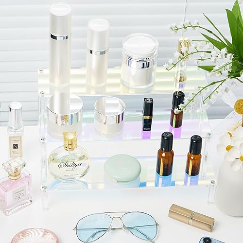 Vista 24 de Soportes acrílicos para exhibición, magdalenas transparentes, perfumes, figuritas, elevadores, soporte organizador de colonia, estantes acrílicos
