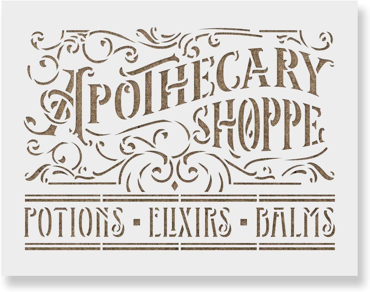 Apothecary Shoppe Stencil - Pharmacy Decor, Medical Art, Shoppe Stencil, Rustic Template, Apothecary Stencil