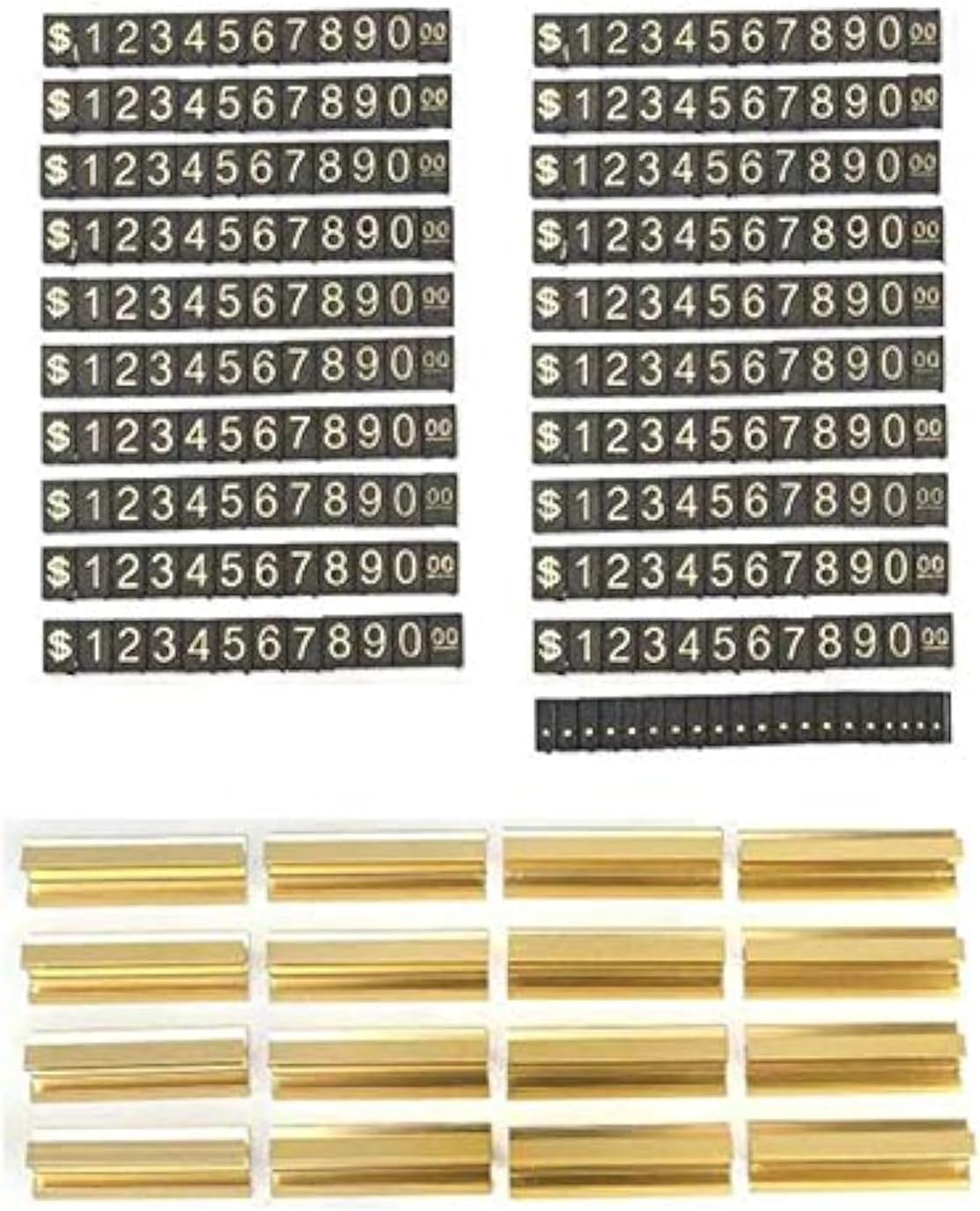 20 sets Price Display Counter Stand Tag Adjustable Number Letter Base Price Cube Display for Watch Ring Jewelry Dollar Pricing Label Stand Kit (Golden)