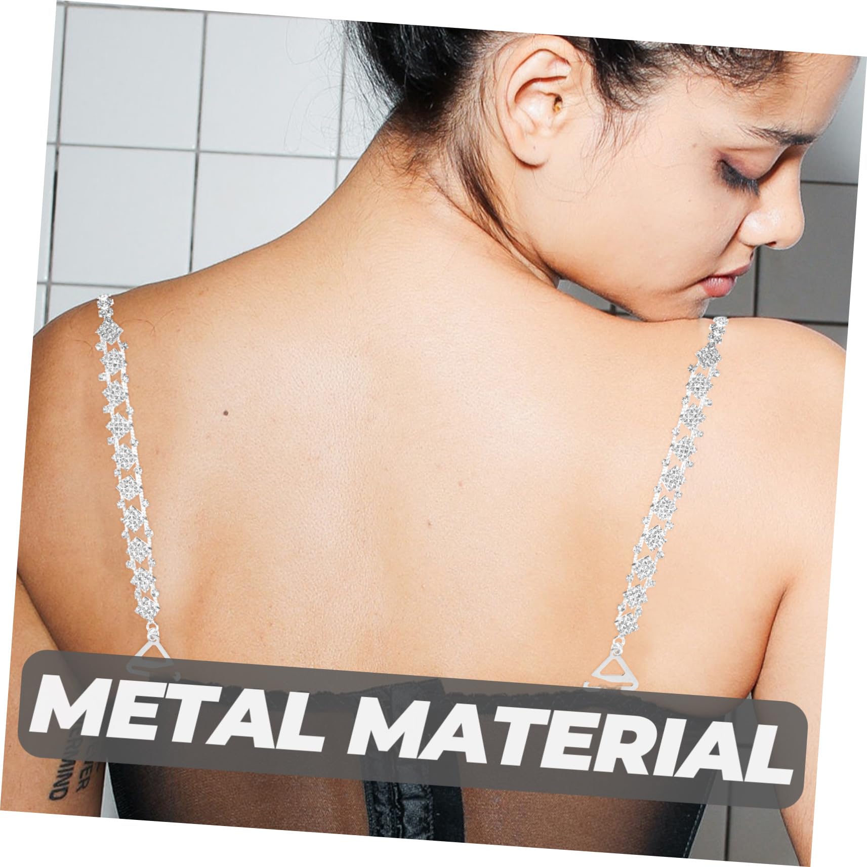 LIFKOME Correas Para El Vestido Sujetador Sin Tirantes Sin Costuras Doble Más Correas De Vestir Para Vestido Sin Tirantes Cadena De Sujetador De Metal Acrílico Silver