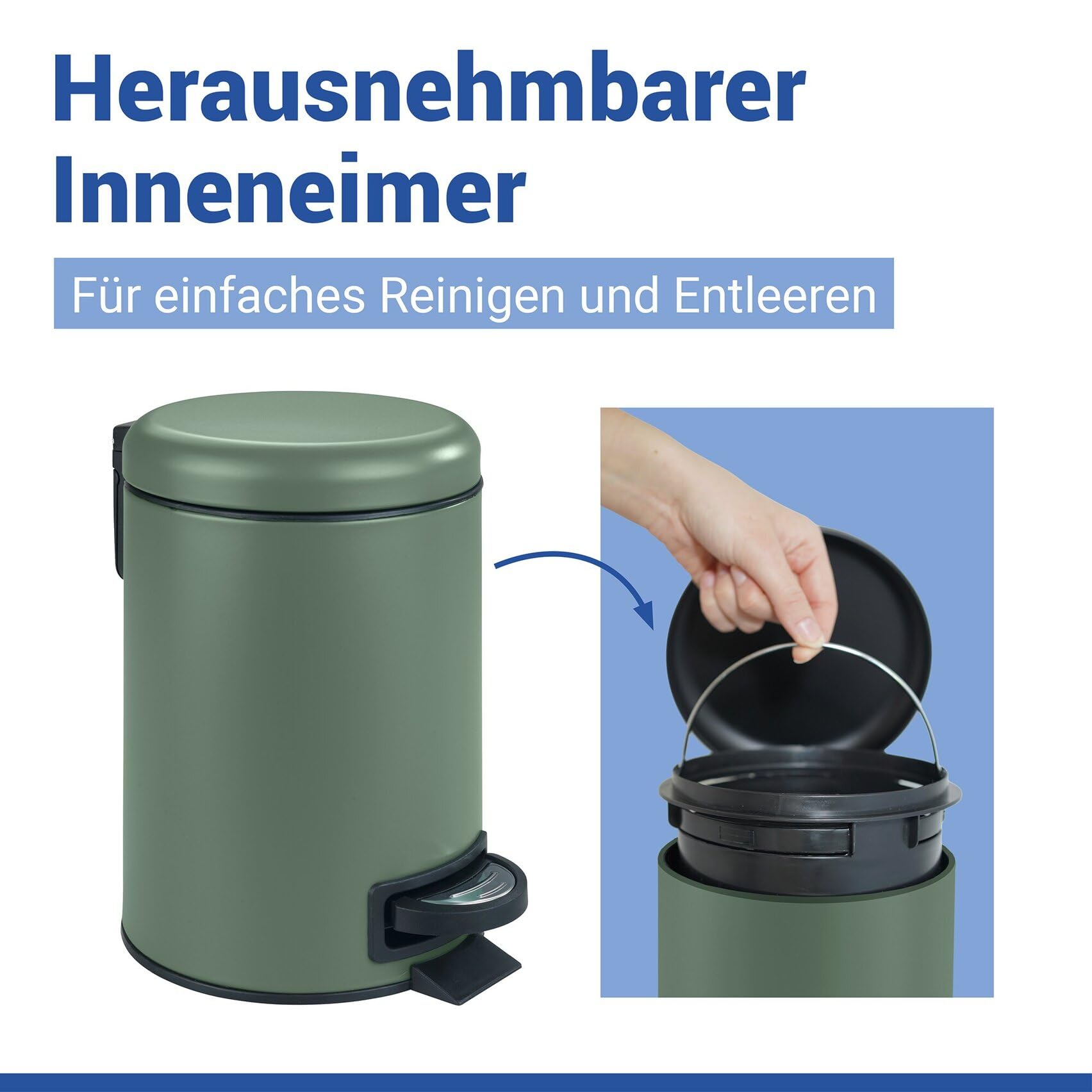 Wenko Kosz na śmieci kosmetyczne Leman ciemnozielony 3 l