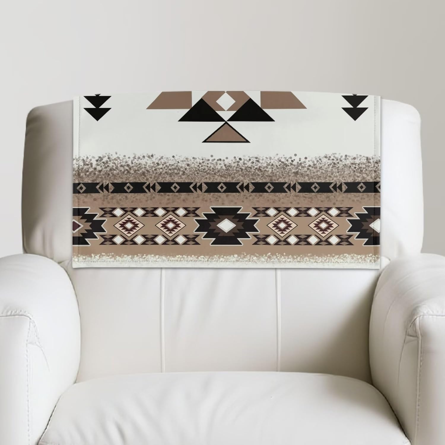 Aztec Recliner Headrest Protector Head Rest Cover Beige Waterproof Couch Sofa Headrest Covers Furniture Protector for Living Room 3 Pcs