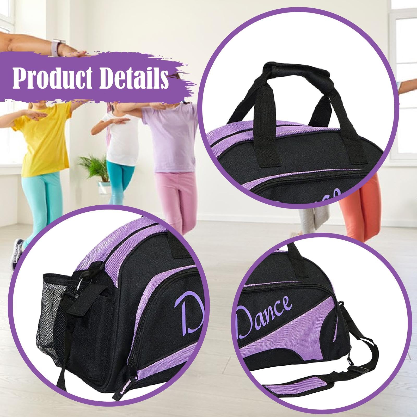 rockible Moderne Gymbag für Tänzerinnen mit Verstellbarem Riemen Und Organisationsfächern aus Oxford-Stoff Perfekt für Unterricht Und Auftritte