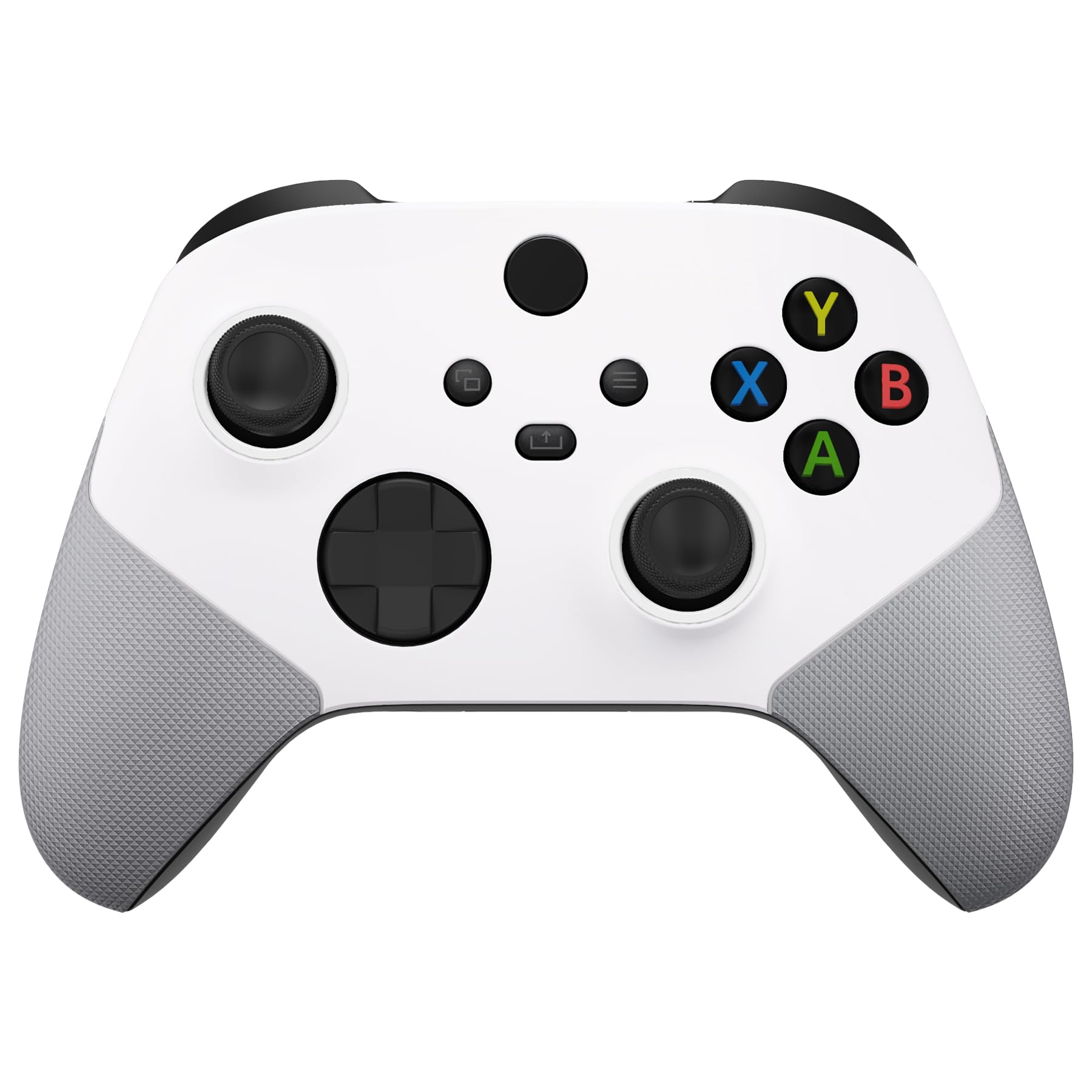 eXtremeRate Cover Grip Gommato per Xbox Series X S Controller,Custodia Scocca Copertura Frontale Shell Ricambio per Xbox Series X S Joystick Model 1914 con Anelli,ASR Versione-Bianco&Grigio