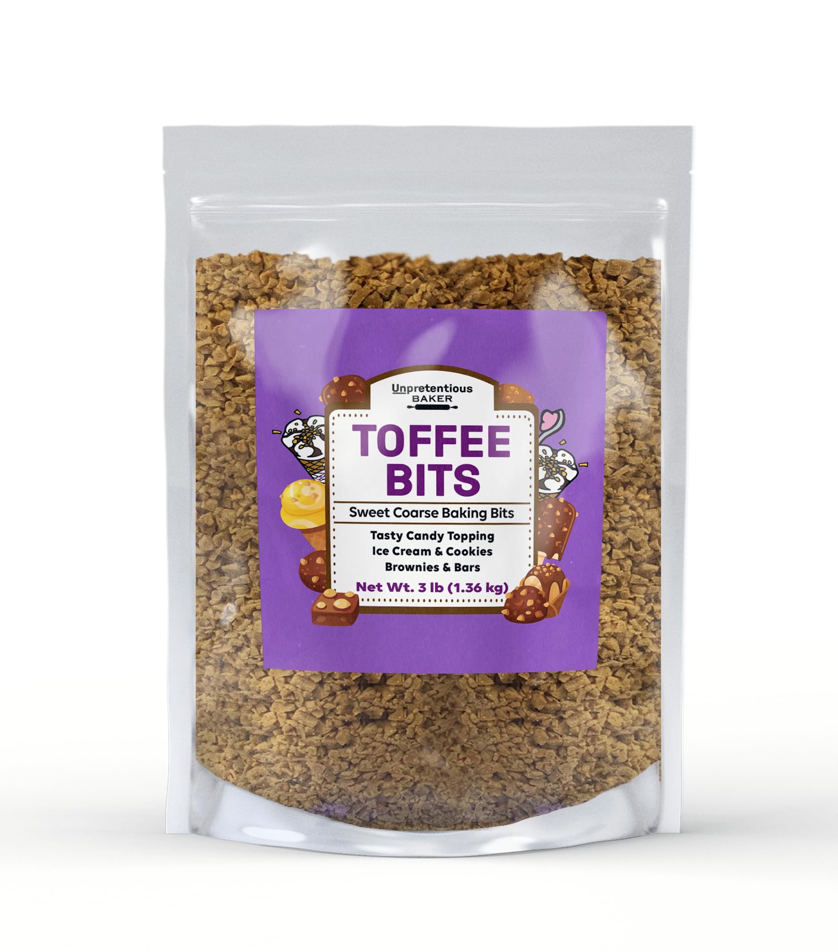 Unpretentious Toffee Bits (3 lbs), Ice Cream Topping, Baking, Desserts
