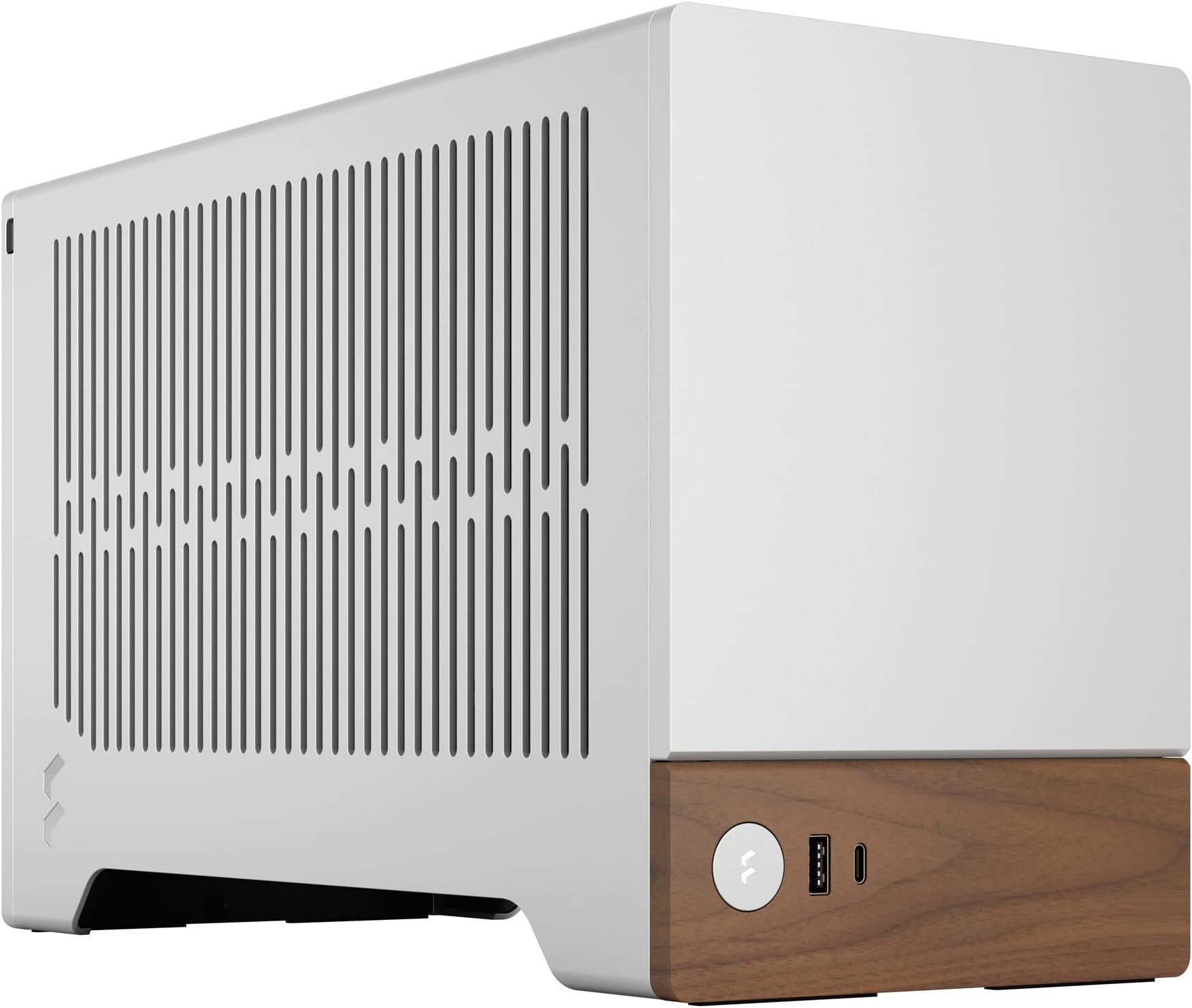 Terra Silver - Wood Walnut Front Panel - Small Form Factor - Mini ITX Gaming case – PCIe 4.0 Riser Cable – USB Type-C - Anodized Aluminum Panels