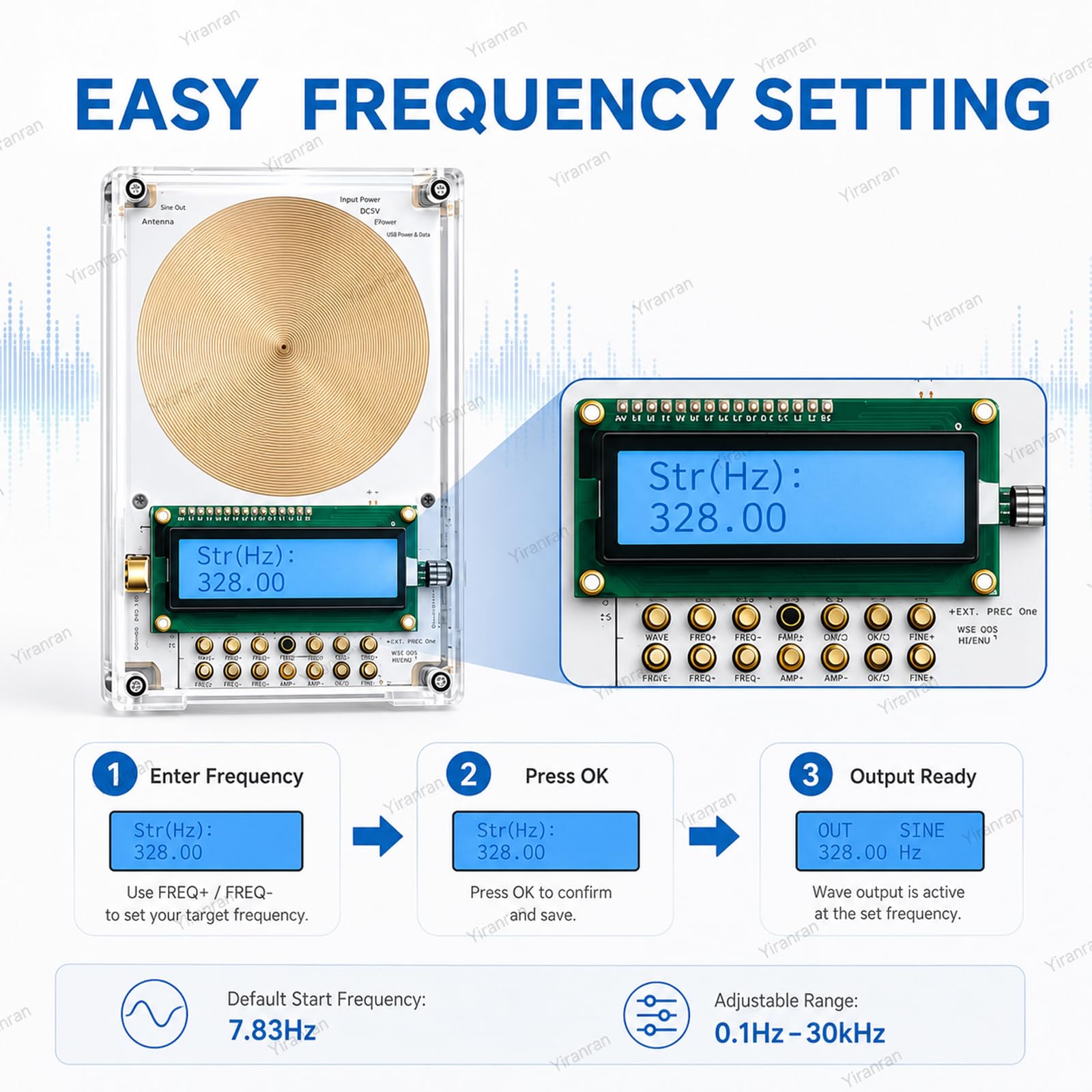 Generador De Frecuencia Programable Avanzado, Generador De Ondas Schumann, 7,83 Hz Por Defecto, 0,1 Hz-30 Khz Con Pantalla Lcd Y Alimentación Usb, Múltiples Opciones De Salida De Forma De Onda,