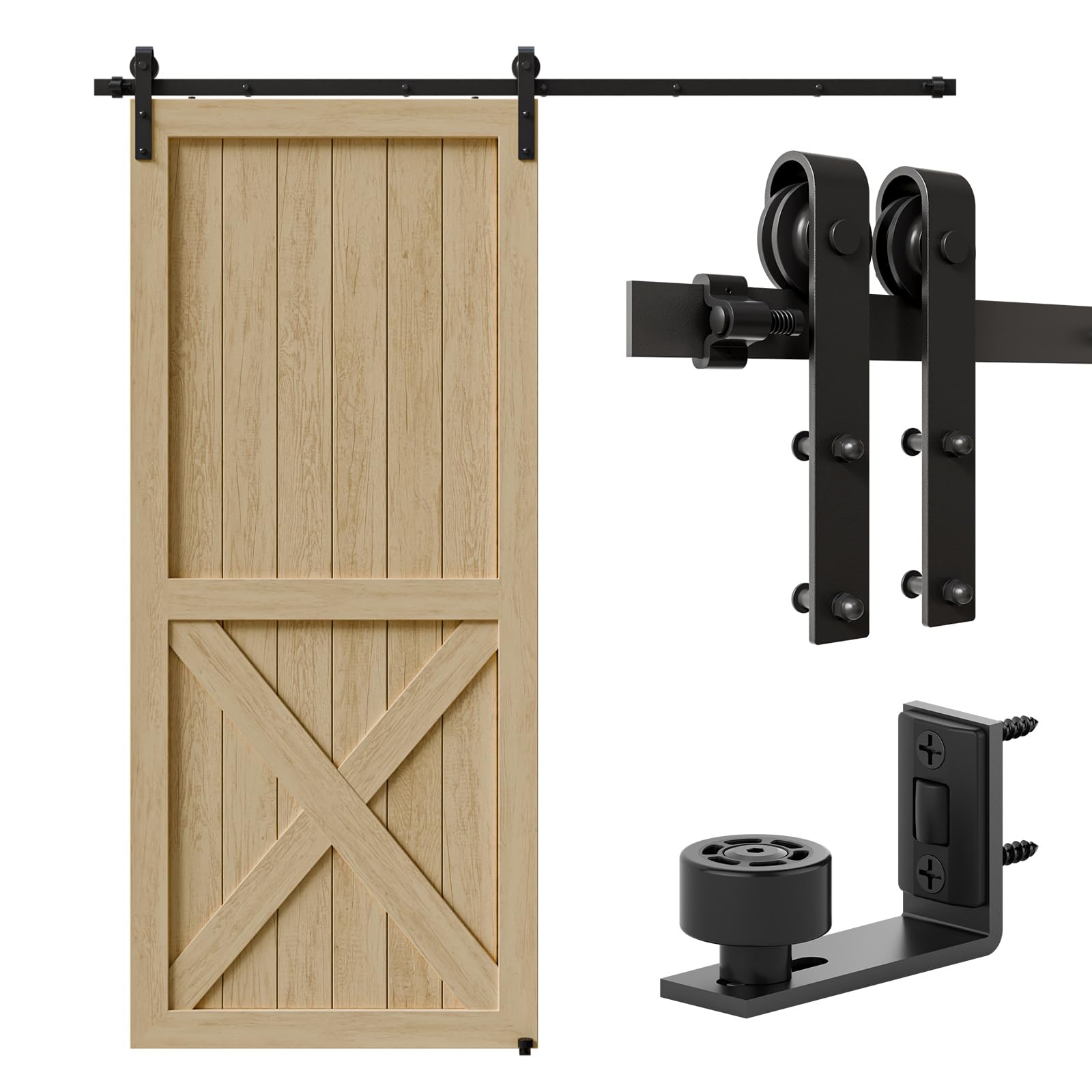 TSMST 173cm/5.5FT Quincaillerie Kit de Rail pour Porte Coulissante Porte de Grange, Kit de Rail de Porte de Grange,forme de J