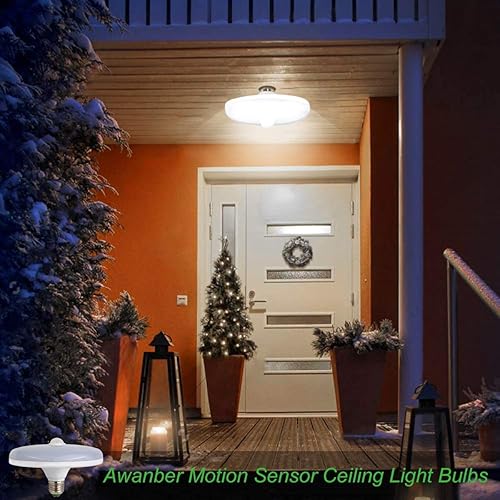 Miniatura 7 de Bombillas con sensor de movimiento, 18 W (equivalente a 150 W) E26 1500 lúmenes, detector de movimiento, lámpara LED de techo del atardecer al