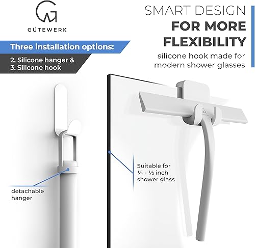 Vista 49 de GÜTEWERK Escobilla de ducha para puertas de vidrio, escobilla de silicona para ventanas, baño y limpieza de vidrio, color negro, 9 pulgadas