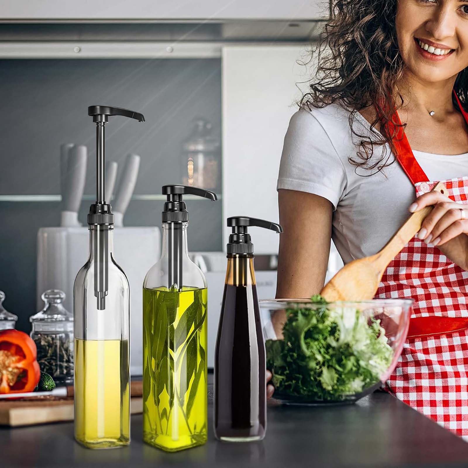 6 Pezzi Dispenser a Pompa per Sciroppo, Dispenser a Pompa, Dispenser Di Sciroppo Per Drink Succhi, Dispenser per Sciroppi, per Bottiglie da 500 ml a 1000 ml, Viene Fornito con Tubi Lunghi(Nero)