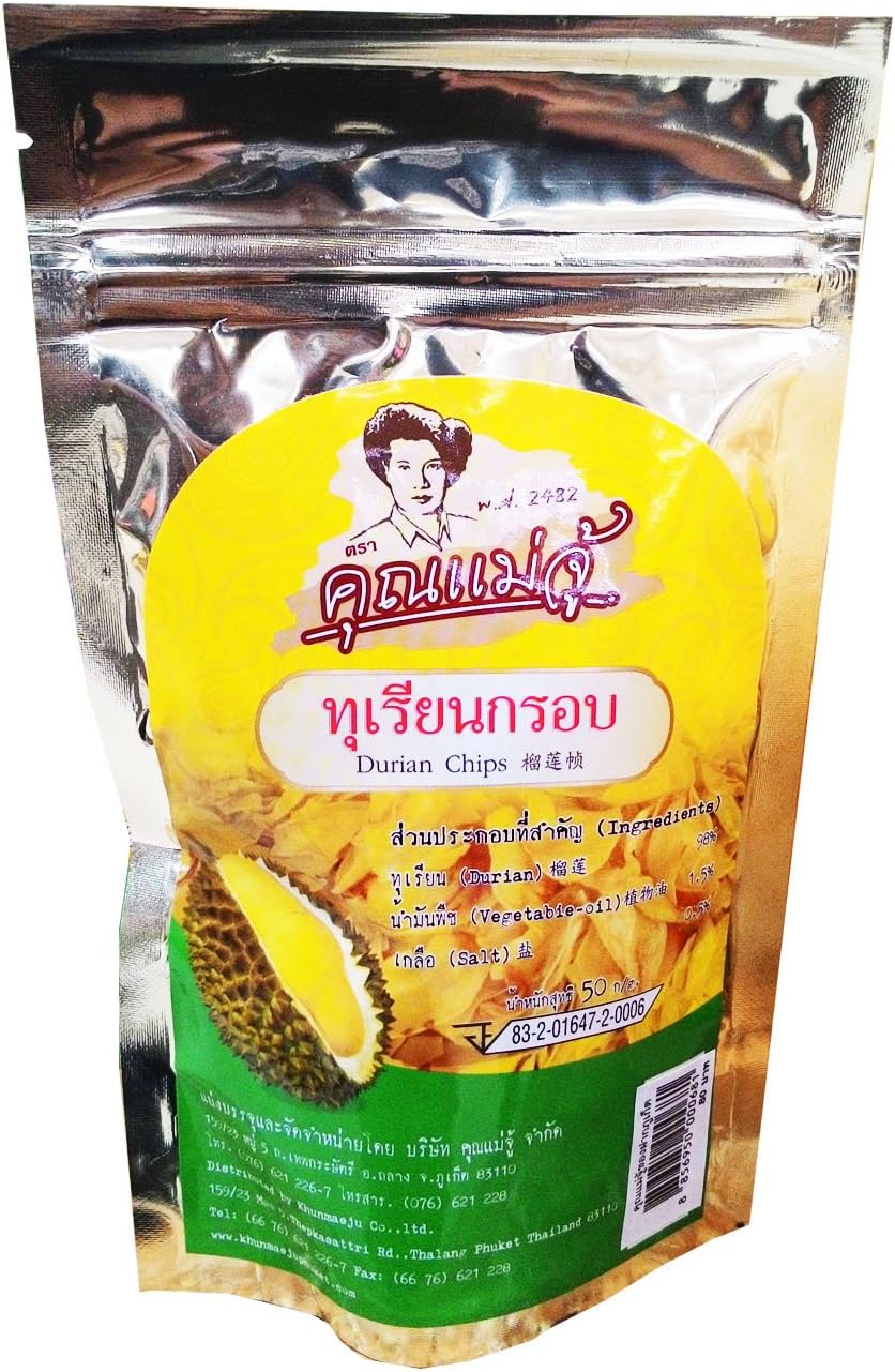 Khun Mae Ju Durian Chips 50g. (3 Bags)