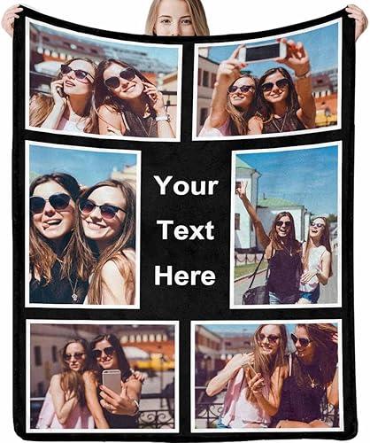 InterestPrint Manta personalizada conmemorativa personalizada con collage de fotos, 6 fotos, añade tu texto, manta de fotos personalizada para