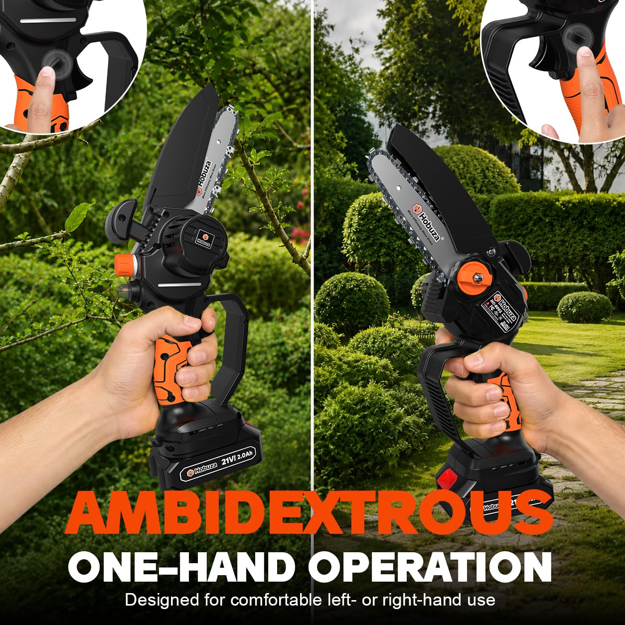 HOBUZA 6 Inch Brushless Mini Chainsaw - Cordless Power -5