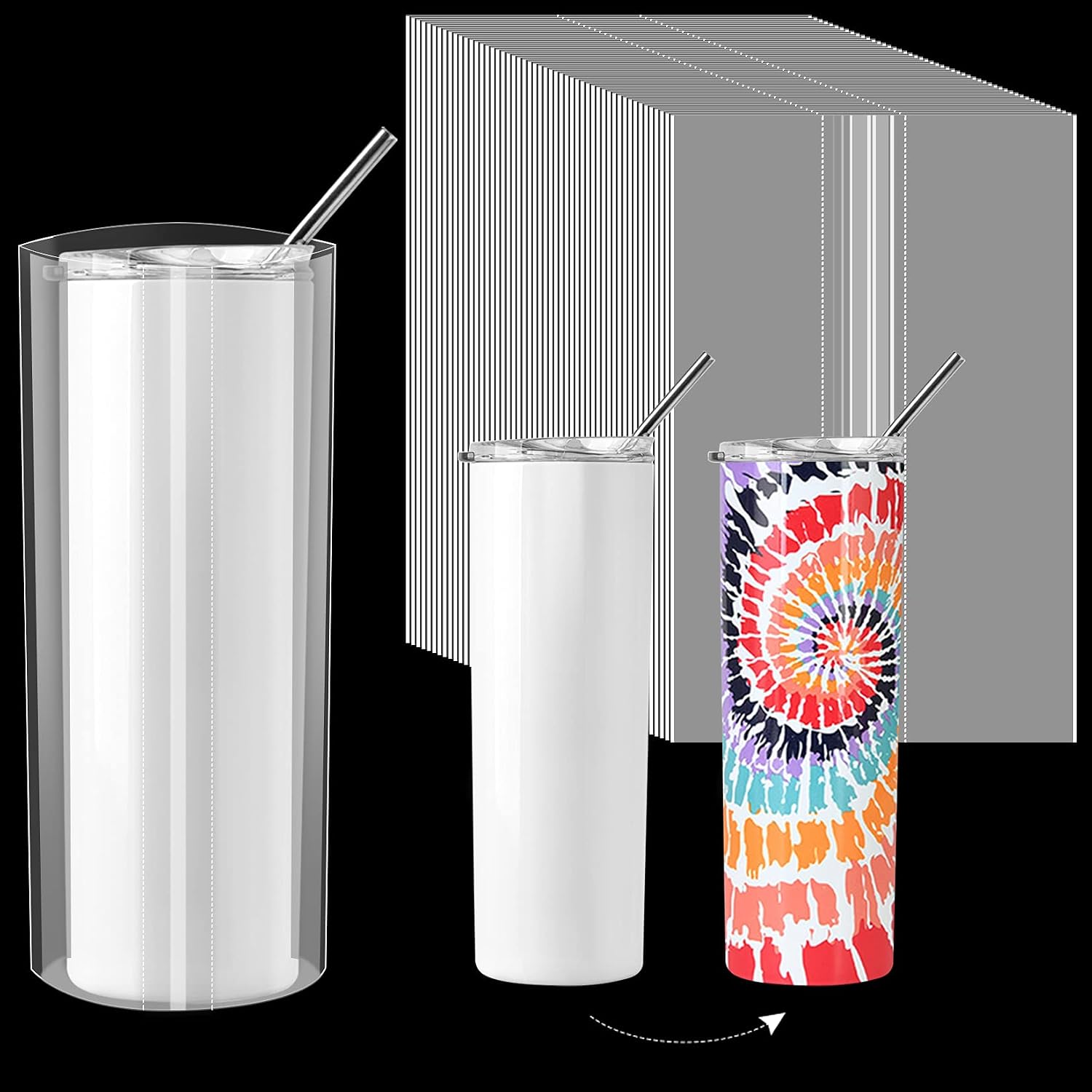 5x10 Inch Sublimation Shrink Wrap Sleeves, Clear Sublimation Shrink Wrap for Tumblers, Mugs, Cups and More, 60 Pcs Sublimation Shrink Film