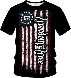 America Patriotic Graphic T-Shirt Novelty Short Sleeve Crewneck Shirt