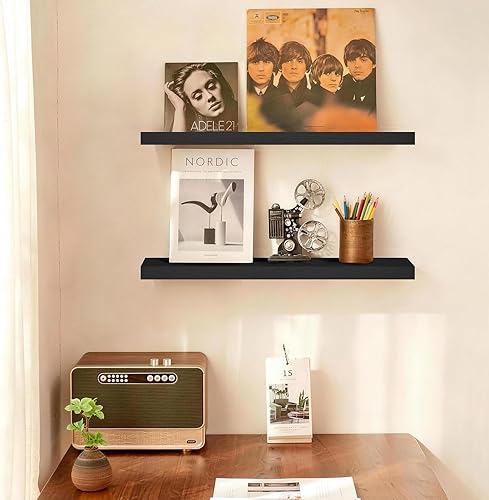 Miniatura 2 de BAYKA - Estantes flotantes para pared, estantes de pared de 22.5 pulgadas en negro para baño, dormitorio, sala de estar, cocina y libros, estante